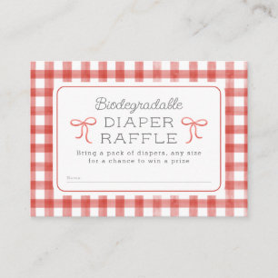 Watercolor Gingham Red Diaper Raffle Enclosure Card