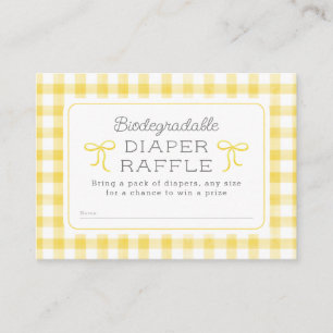 Watercolor Gingham Yellow Diaper Raffle Enclosure Card