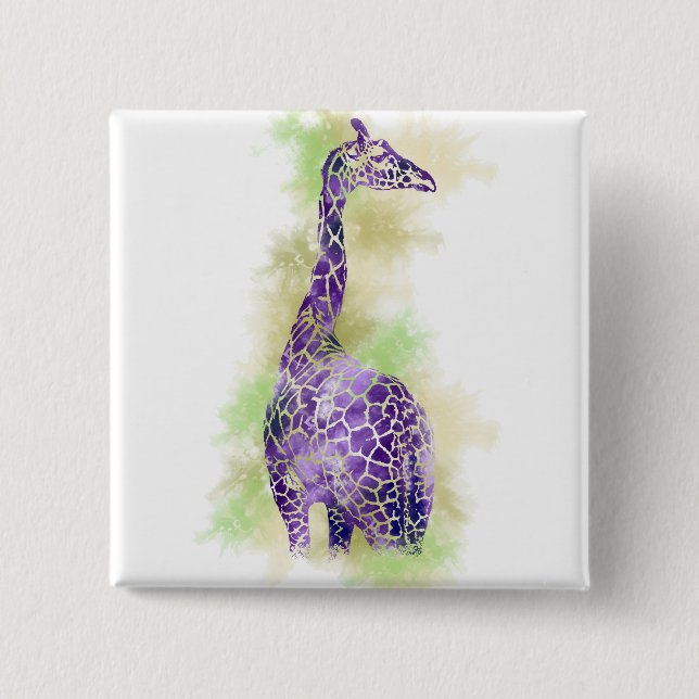Watercolor Giraffe 1 15 Cm Square Badge (Front)