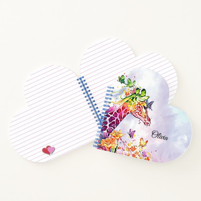 Watercolor Giraffe and Butterflies Notebook (Inside)