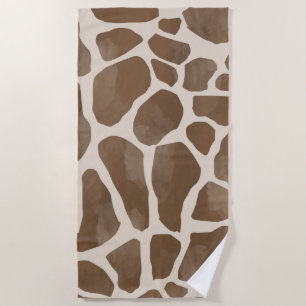 Watercolor Giraffe Animal Print Pattern Beach Towel