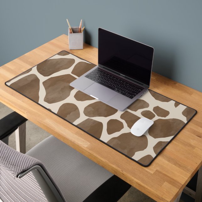 Watercolor Giraffe Animal Print Pattern Desk Mat (Office 2)