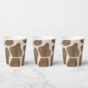 Watercolor Giraffe Animal Print Pattern Paper Cups