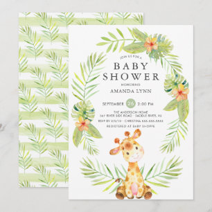 Watercolor Giraffe Baby Shower Invitation