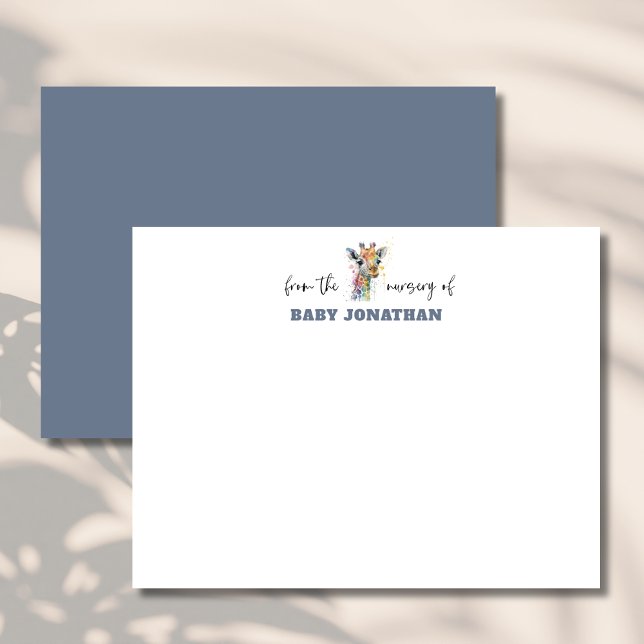Watercolor Giraffe Classic Nursery Note Card (Creator Uploaded)