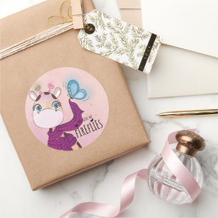 Watercolor Giraffe Classic Round Sticker