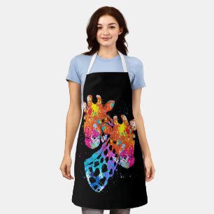 Watercolor Giraffe Lover Funny Giraffe Print Women Apron