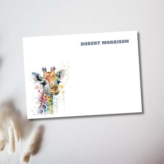 Watercolor Giraffe Minimalist Personalized Post-it Notes (Creator Uploaded)