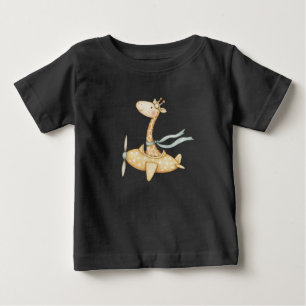 Watercolor Giraffe Pilot Baby T-Shirt