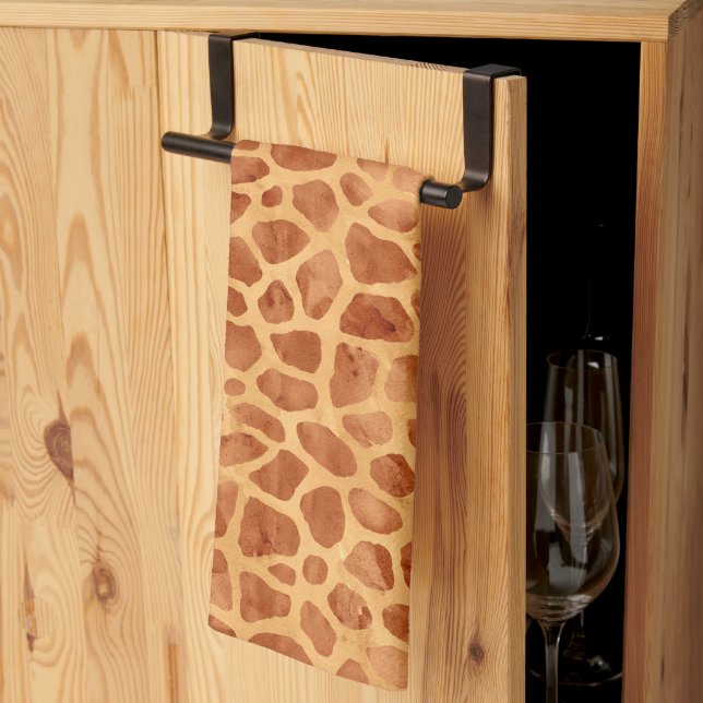 Watercolor Giraffe Print Tea Towel (Thirds Fold)