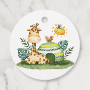 Watercolor Giraffe Safari Birthday Thank You Favour Tags