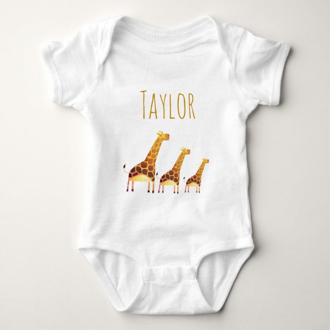 Watercolor Giraffes Baby Bodysuit (Front)