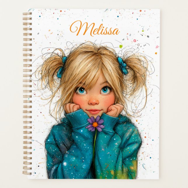 Watercolor Girl Any Name Planner (Front)