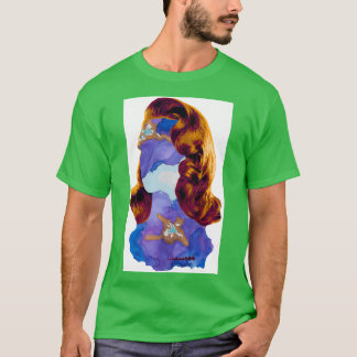 Watercolor Girl Blue Romance Contour by Chausse Ge T-Shirt