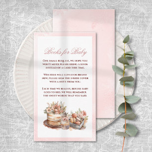Watercolor Girl Books for Baby Shower Enclosure Card