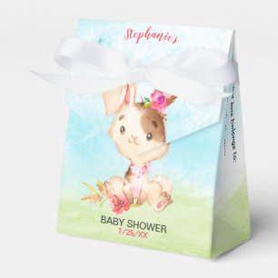 Watercolor Girl Bunny Baby Shower Farm Favour Box