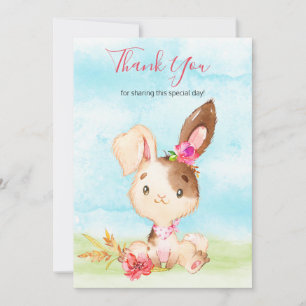 Watercolor Girl Bunny Farm Thank You