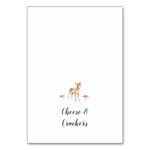 Watercolor Girl Deer on White Buffet Food Labels Table Number