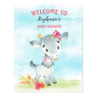 Watercolor Girl Goat Baby Shower Farm