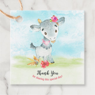Watercolor Girl Goat Farm Thank You Favour Tags