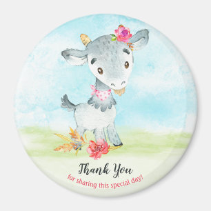 Watercolor Girl Goat Farm Thank You Magnet