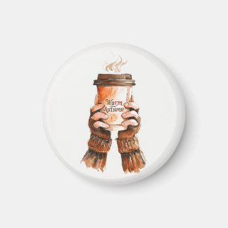 Watercolor Girl Holding Coffee Mug Magnet