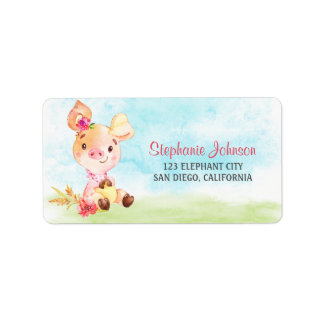 Watercolor Girl Piggy Farm Label