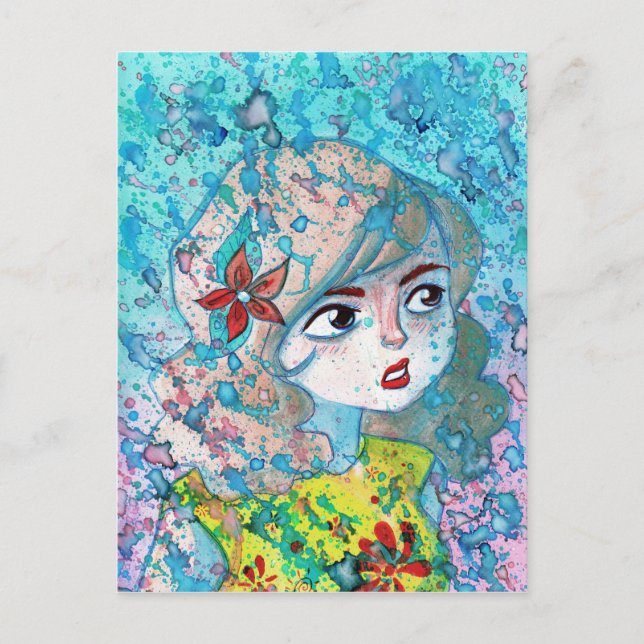 Watercolor Girl Postcard (Front)