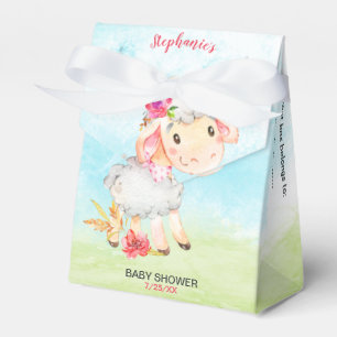 Watercolor Girl Sheep Baby Shower Farm Favour Box