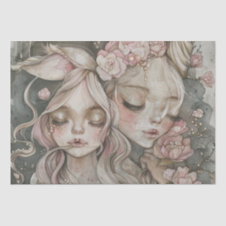 watercolor girl tissue paper