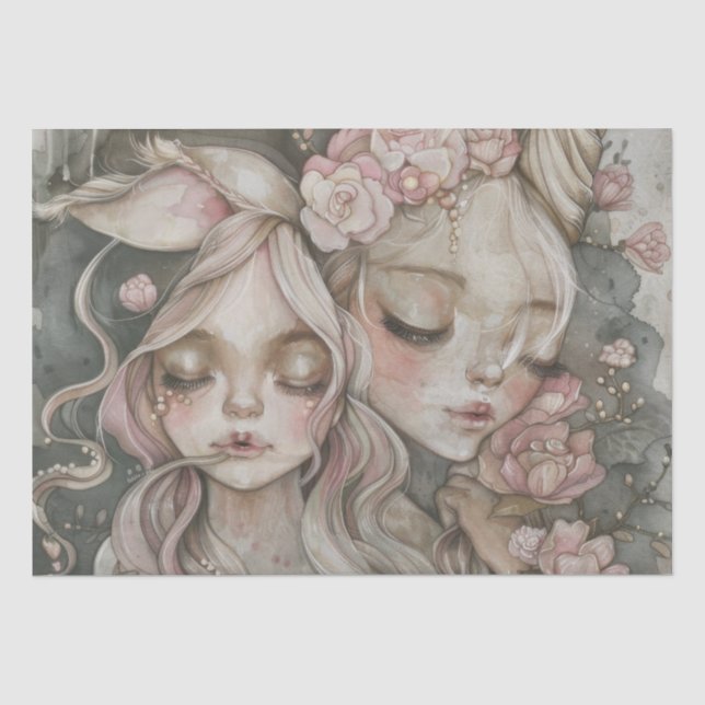 watercolor girl  tissue paper (Front)