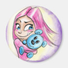 Watercolor Girl with Bear