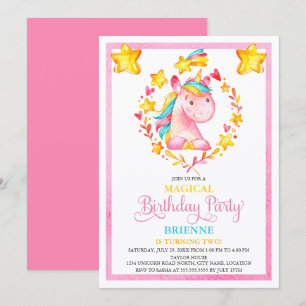 Watercolor Girl's Unicorn Birthday Party Invitation