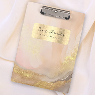 Watercolor Girly Monogram Faux Gold Foil Pink Clipboard