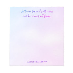 Watercolor Girly Script Dreams into Plans Notepad