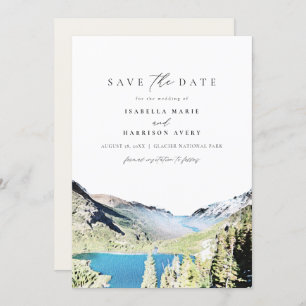 Watercolor Glacier National Park Save the Date Invitation