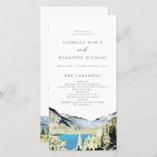 Watercolor Glacier National Park Wedding Program Thank You Card