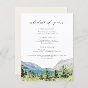 Watercolor Glacier National Park Weekend Schedule Invitation