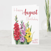 Watercolor Gladiolus August Birth Flower Birthday