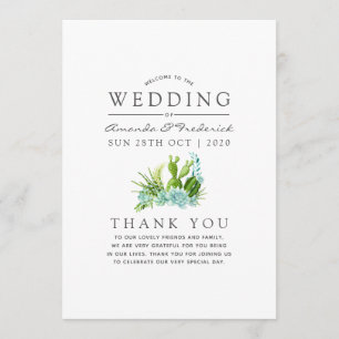 Watercolor Glass Terrarium Succulents Wedding Programme