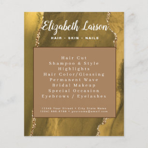 Watercolor Glitter Agate Makeup Artist Hair Salon Flyer
