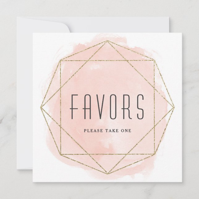 Watercolor Glitter Favours Table Sign  Invitation (Front)