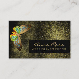 *~* Watercolor Glitter Gilded  Gold Butterfly Business Card