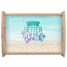 Watercolor Glitter Life Is Better at the Beach