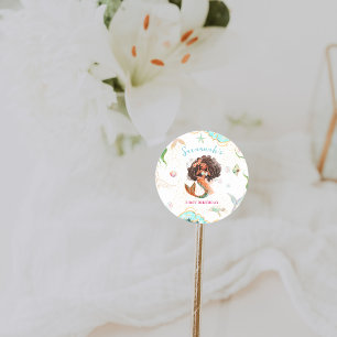 Watercolor Glitter Mermaid Birthday Classic Round Sticker