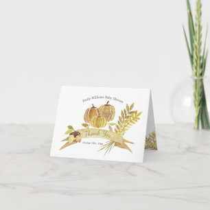 Watercolor Glitter Pumpkin Thank You Card