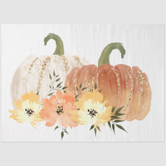 Watercolor Glitter Pumpkins Series Design 25 Tissue Paper (Front)