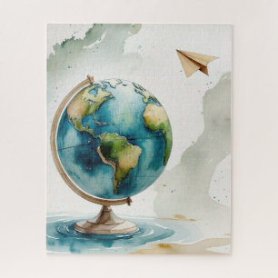 Watercolor Globe Art - Wherever You Go Jigsaw Puzzle