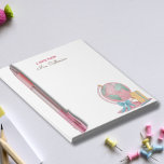 Watercolor Globe Note from Teacher Notepad<br><div class="desc">A cute notepad design for teachers features "a note from" and your name in the green and red script lettering,  incorporated by a single watercolor pink globe illustration.</div>