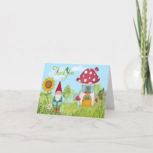 Watercolor Gname and House Thank You Card